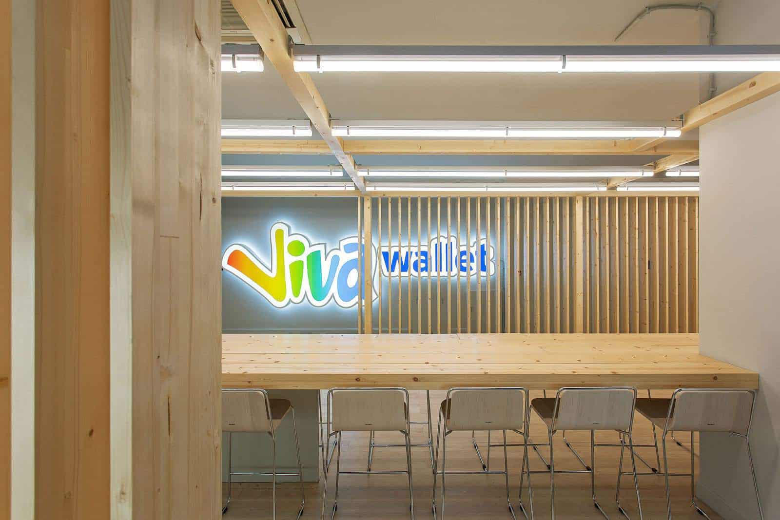 Viva Wallet logo shown on office wall