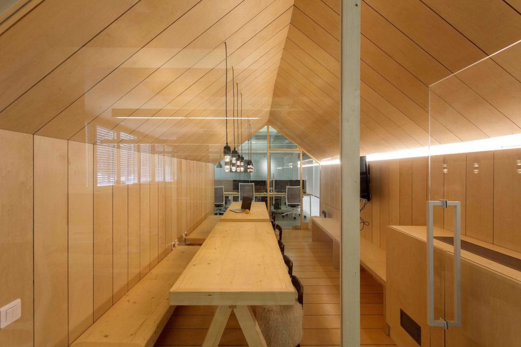 Pitched roof wood framed meeting room