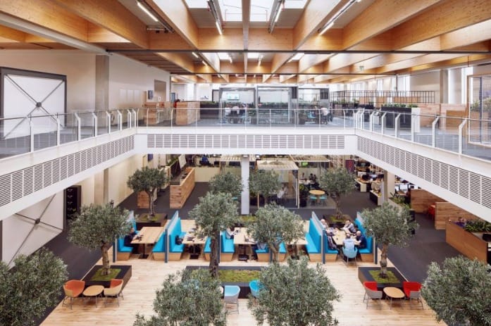 Seating area viewed from balcony, Sky Central, London