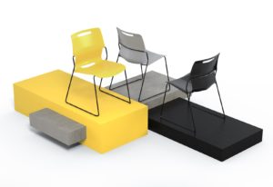 Workagile Touch Chairs in yellow, black and grey
