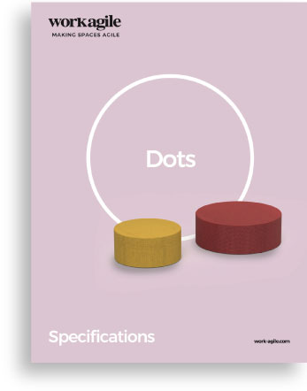 Dots seating brochure graphic showing front cover.