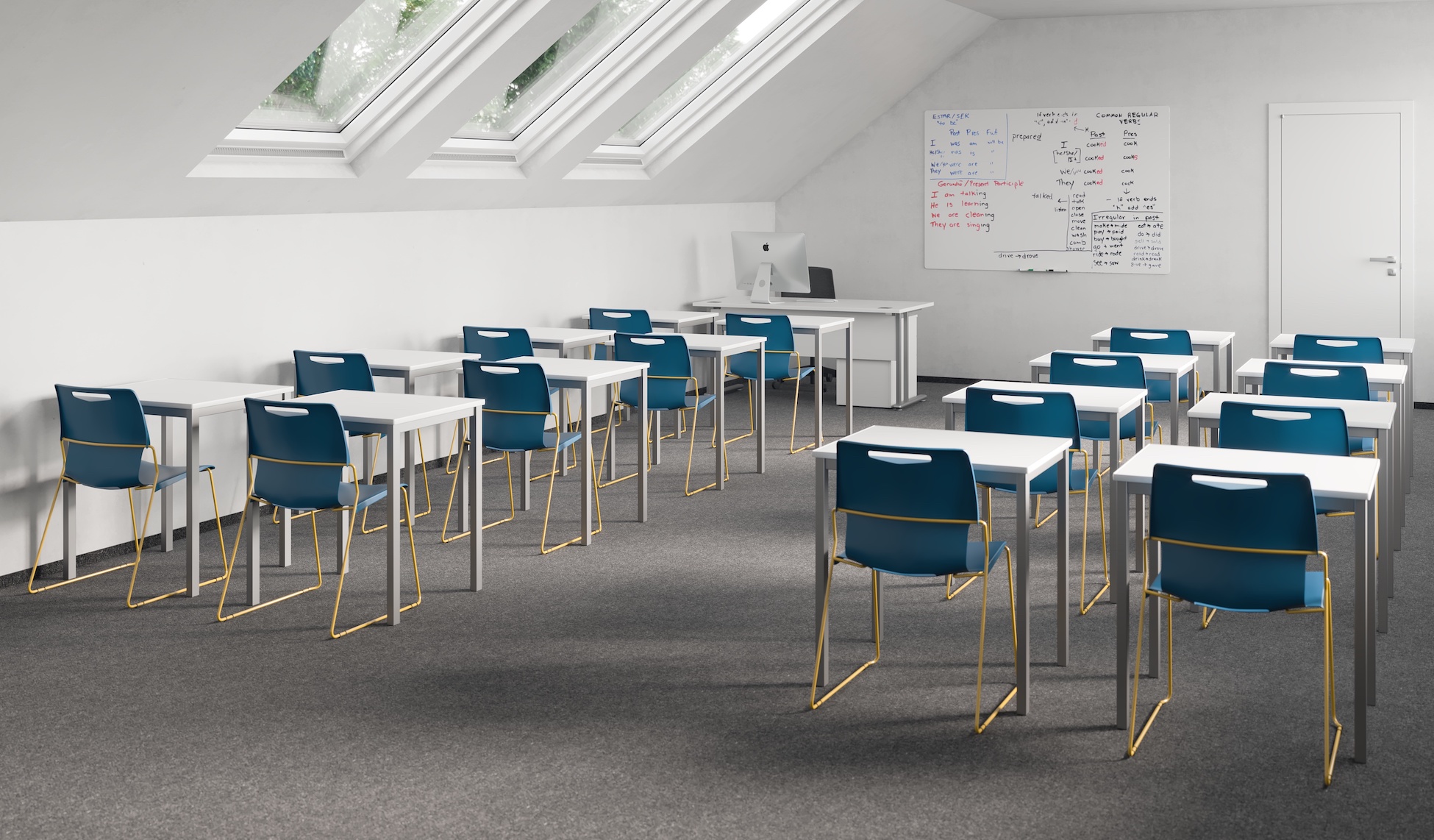Touch chairs shown in a classroom setting