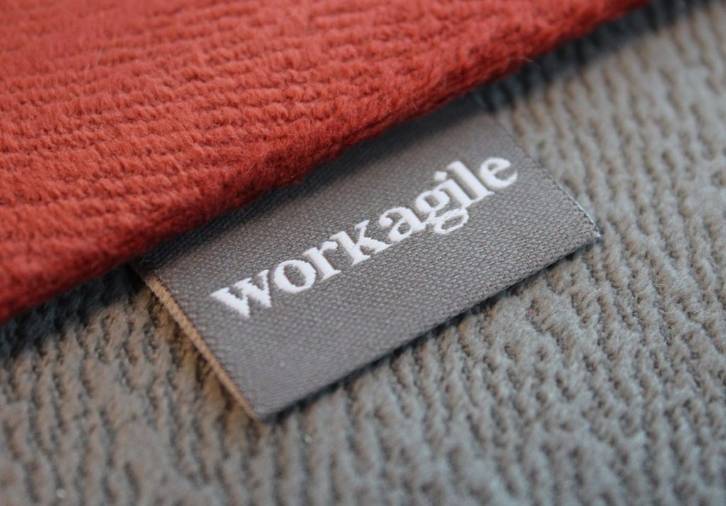 Close up of Workagile Dots branded tag