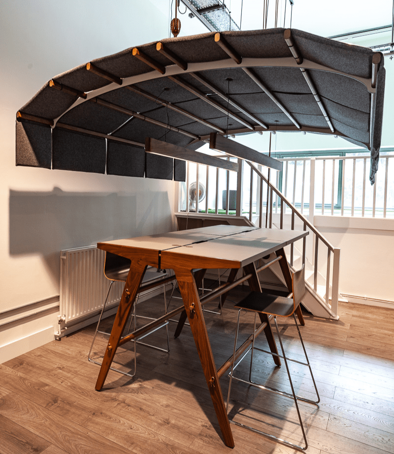 Mutu 750 table covered by an Airer acoustic hood